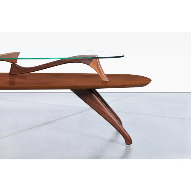 1960s Mid-Century Modern Sculptural Walnut and Glass Coffee Table After Vladimir Kagan For Sale - Image 5 of 12