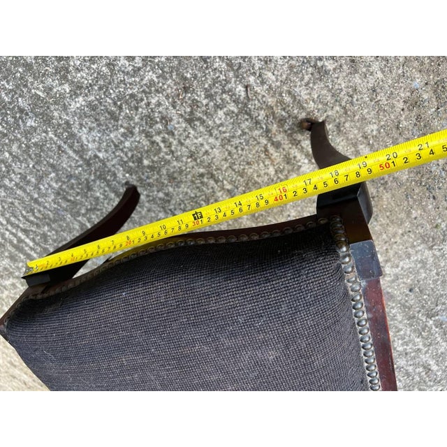 19th Century Antique Victorian Style Mahogany Marquetry Inlaid Needlepoint Side Chair For Sale - Image 12 of 12