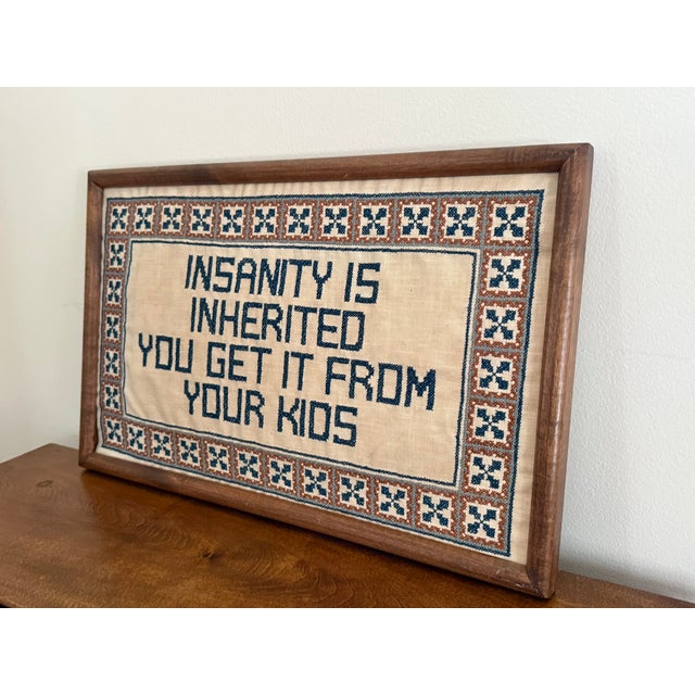 Anthropologie Vintage Cross Stitch Textile Art, Framed For Sale - Image 4 of 7