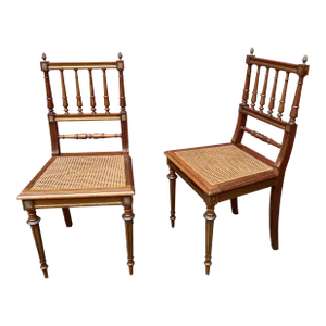French Early 20th C. Side Chairs With Caned Seats