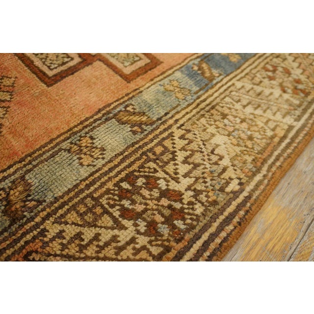 Textile 1920s Salmon Geometric Antique Nw Persian Karajeh 2'10'' X 17'10'' Rug Knotted Wool Carpet Runner For Sale - Image 7 of 10