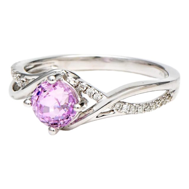 14KW Kunzite(0.99) & Diamond(0.12) Twist Ring, size 7 For Sale
