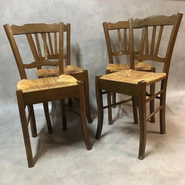 Antique Beech Side Chairs, 1900s, Set of 4 For Sale - Image 3 of 15