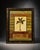 Framed mixed-media style wall art featuring a central banana tree motif on a cream background. The composition uses warm...