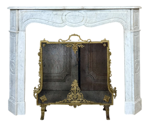 Louis XV Style Fireplace in White Marble, 1890s