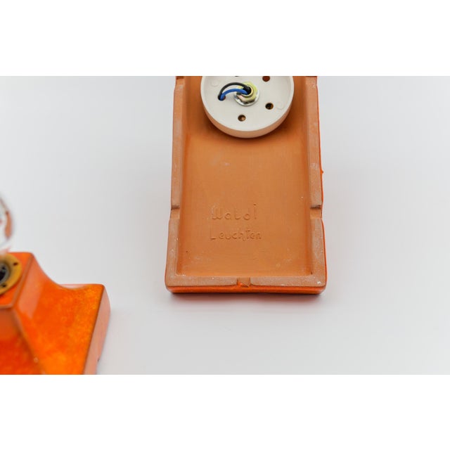 Mid-Century Modern Orange Ceramic Wall Lights from Waldi, 1960s, Set of 8 For Sale - Image 12 of 18