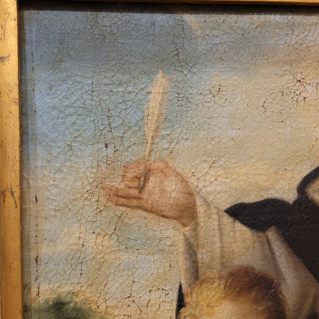 Beige Castilian School Artist, Saint Thomas Aquinas, 1700s, Oil on Canvas, Framed For Sale - Image 8 of 18