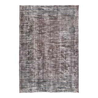 Antique Tabriz Distressed Wool Rug With Muted Earth Tones & Indigo For Sale