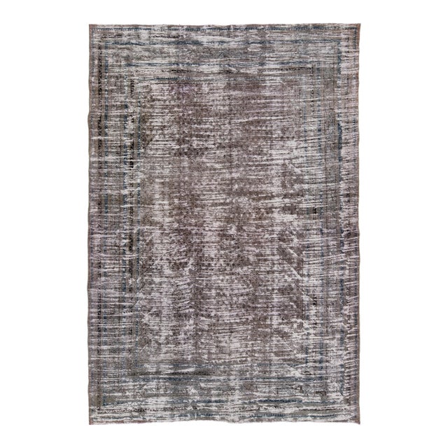 Antique Tabriz Distressed Wool Rug With Muted Earth Tones & Indigo For Sale