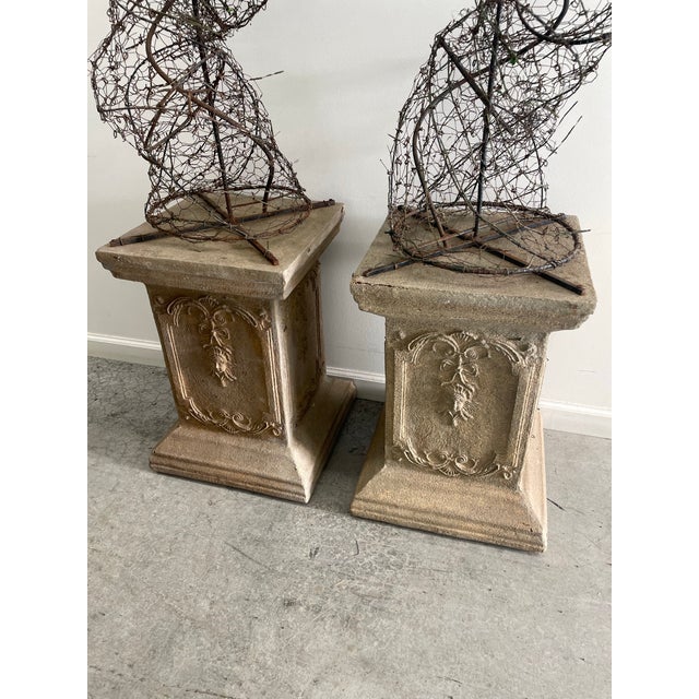 Hollywood Regency Vintage Wire Spiral Garden Topiary Set - a Pair For Sale - Image 3 of 12