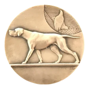 Signed French Antique Dog Show Medal: Societe Canine De Cauterets 1935