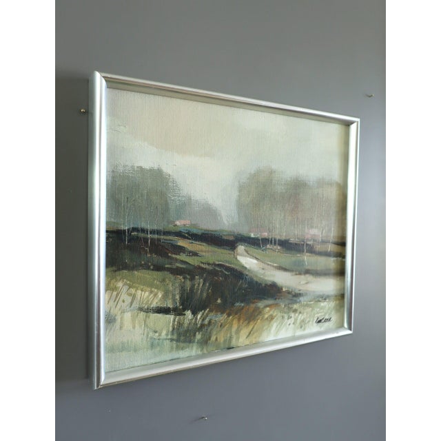 Mid 20th Century Mid-Century Modern 'A Gentle Path' Vintage Original Mini Landscape Oil Painting, Framed For Sale - Image 5 of 11