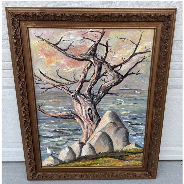 1950s Lydia Cooling Signed Large Framed Seascape Impressionist Original Oil Painting For Sale - Image 17 of 18