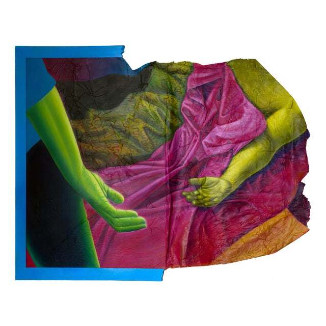 Natasha Lelenco, Fragmented Figure with Drapery on Paper, 2024, Mixed Media For Sale
