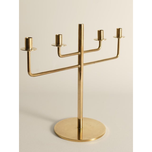 Scandinavian Modern Brass Candelabra by Hans-Agne Jakobsson, Markaryd, 1960s For Sale - Image 9 of 13