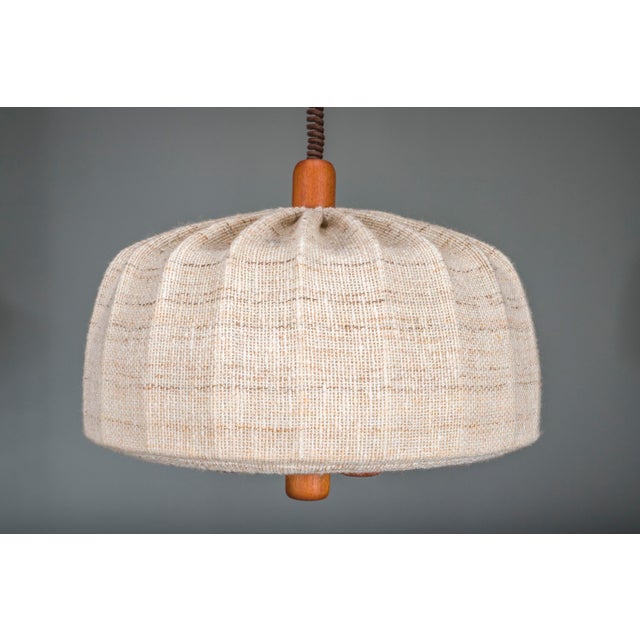 Scandinavian Modern Adjustable Teak & Wool Pendant Lamp from Domus, 1960s For Sale - Image 6 of 11