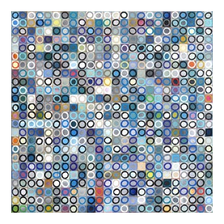 576 Circles v.5 - Large Original Geometric Abstract Acrylic and Oil Pastel Painting on Canvas by Brandon Neher For Sale