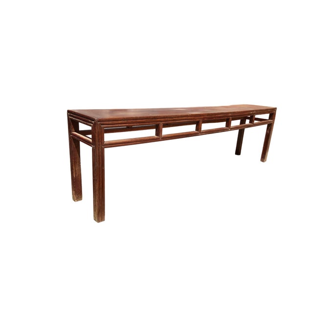 Antique Chinese Elm Console Table, 9.6' Long – Qing Dynasty For Sale - Image 4 of 6