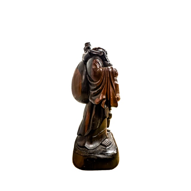 Early 20th Century Early 20th Century Laughing Buddha Carved Rosewood Sculpture For Sale - Image 5 of 16