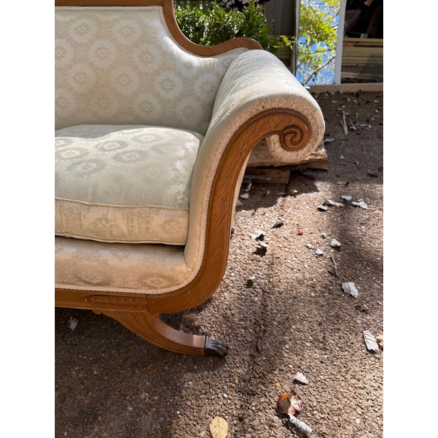 1980s Duncan Pfyfe Style Sofa With Carved Wood Detail For Sale - Image 5 of 8