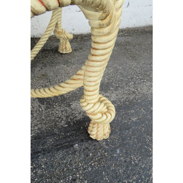 Hollywood Regency Round Carved Rope Design Two Tones Coffee Table 5842 For Sale - Image 10 of 12