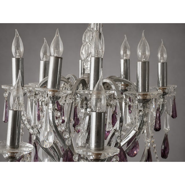 1990 Artisan Regency Purple Crystal Chandelier - 1 Pc For Sale - Image 9 of 17