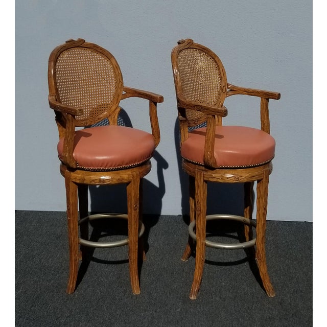 Pair Vintage French Country Orange Coral Leather Cane ... (640 x 640 Pixel)