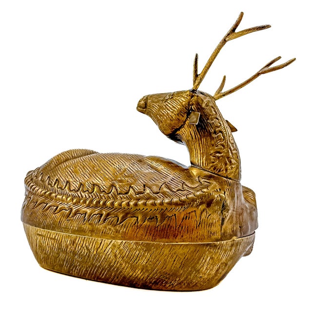 Mid 20th Century Brass Reclining Stag Betel Box by j.w. Robinson's For Sale In Los Angeles - Image 6 of 12