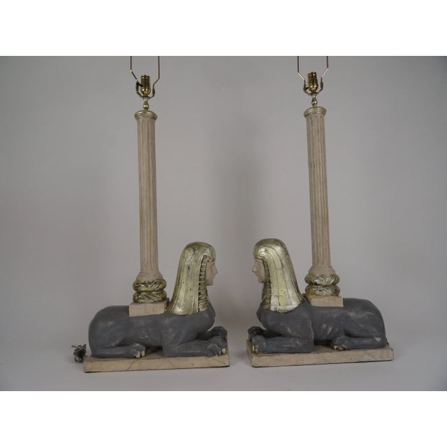 Bugatti-Style 1960s Sphinx Lamps - a Pair For Sale - Image 11 of 12