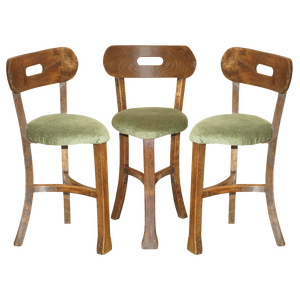 Antique Primitive Arts & Crafts Elm Chairs, Set of 3