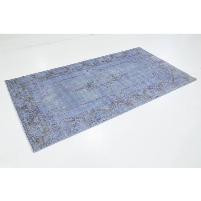 Persian Designed Persian Overdyed Wool Rug in Light Blue For Sale - Image 3 of 9