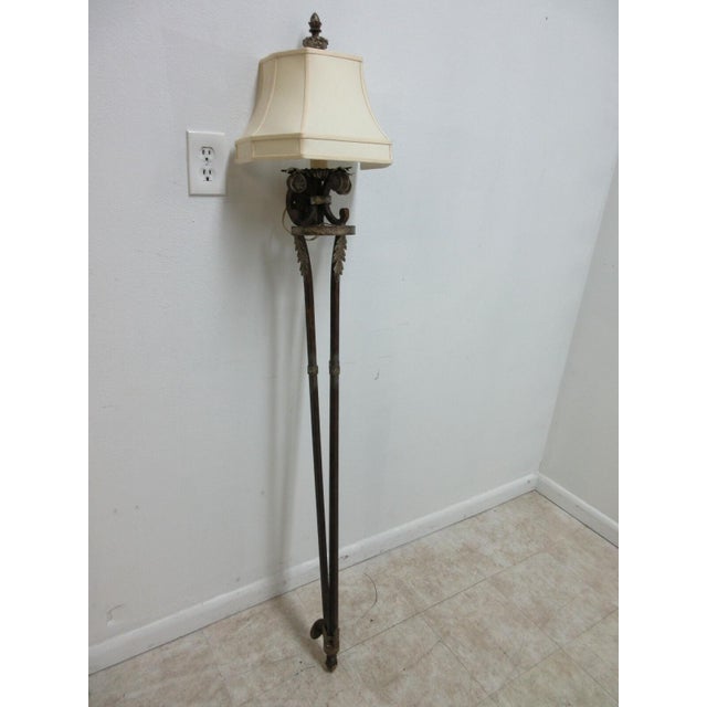 1990s Fine Art Lamp French Regency Gold Metal Filigree Lamp Wall Sconce Pole Lamp A For Sale In Philadelphia - Image 6 of 13