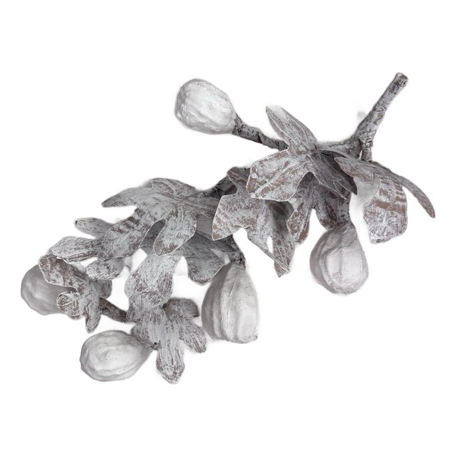 Paper Mache Fig Branch in Cartapesta Round Frame For Sale