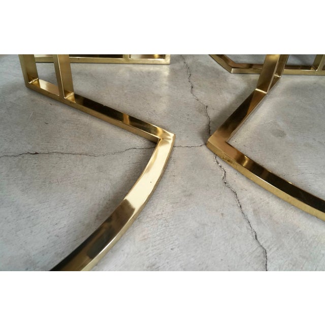 1970’s Hollywood Regency Pierre Cardin Brass Dining Arm Chairs - Set of 10 For Sale - Image 9 of 12