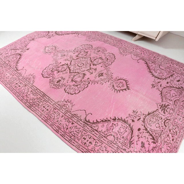 Mid 20th Century Pink Anatolian Handmade Carpet For Sale - Image 6 of 10