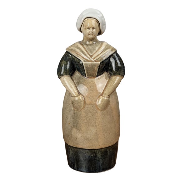 Anthropomorphic Ceramic Liqueur Bottle of Berrichonne Shepherdess by Denbac for Noyer, 1940s For Sale