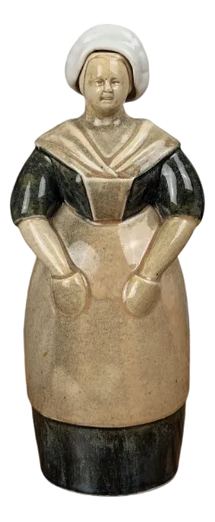 Anthropomorphic Ceramic Liqueur Bottle of Berrichonne Shepherdess by Denbac for Noyer, 1940s