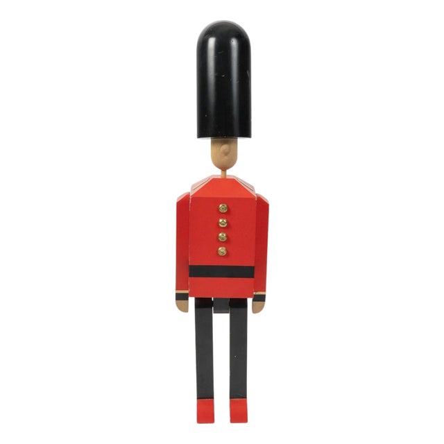 Painted Wood Sculpture of English Royal Guardsman, 20th Century For Sale