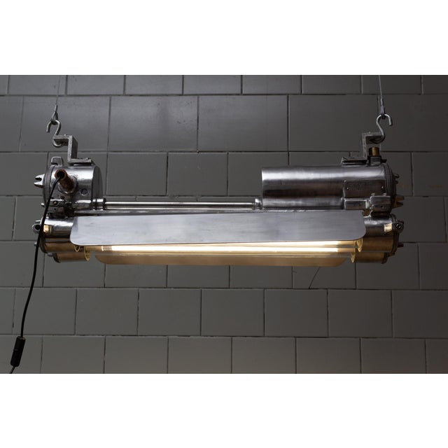 1970s Industrial Polished Aluminium and Glass Pendant, 1970s For Sale - Image 5 of 11