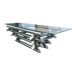 Late 20th Century Paul Mayen Style Chrome Tubular Stacked Cocktail Table