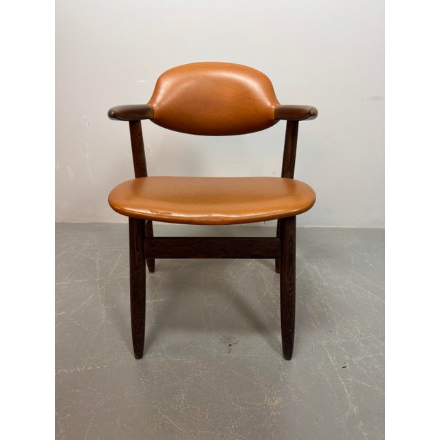 Mid-Century Cognac Leatherette Cowhorn Dining Chair by Tijsseling for Hulmefa, Netherlands, 1970s For Sale - Image 11 of 12