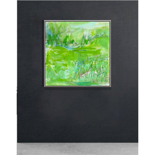Textile "Nashville Green" by Trixie Pitts Monochromatic Abstract Landscape For Sale - Image 7 of 12