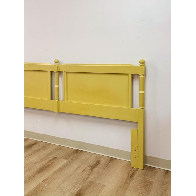 Vintage Cottagecore Painted Yellow King Headboard Eclectic Hollywood Regency For Sale - Image 10 of 13