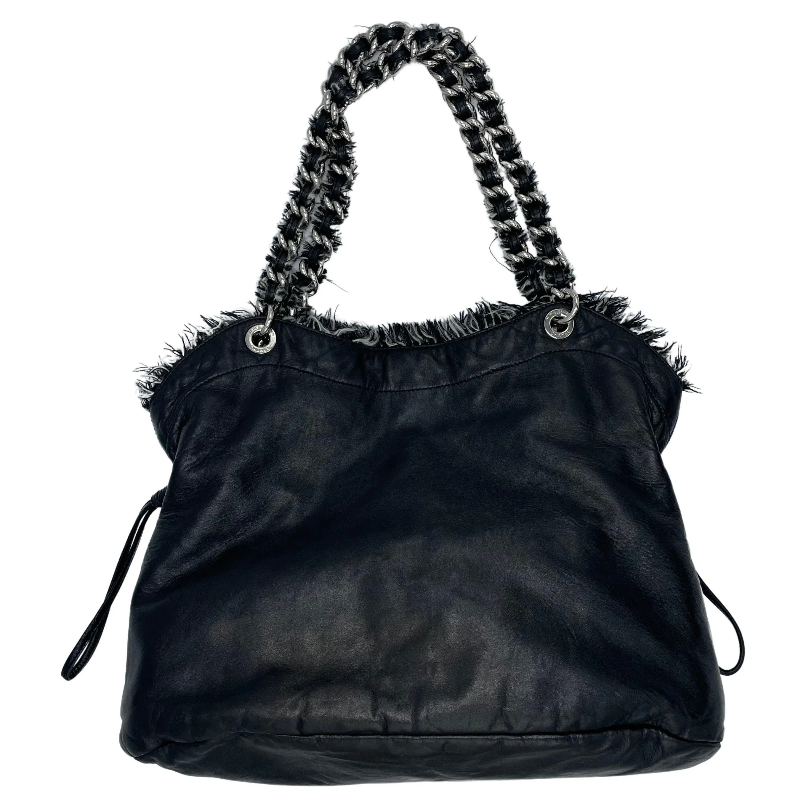 Chanel Funny Tweed Bon Bon Tote Lambskin Black | Chairish
