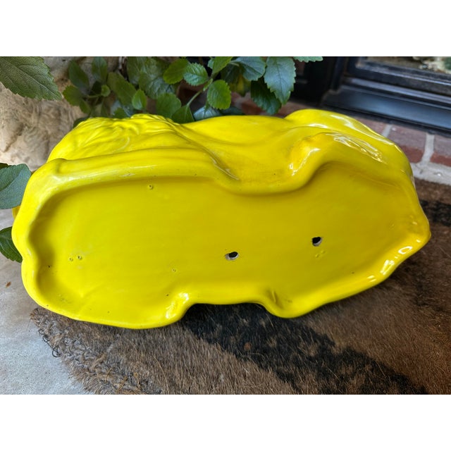 Vintage MCM 1960s Yellow Porcelain Lion Planter For Sale - Image 9 of 9
