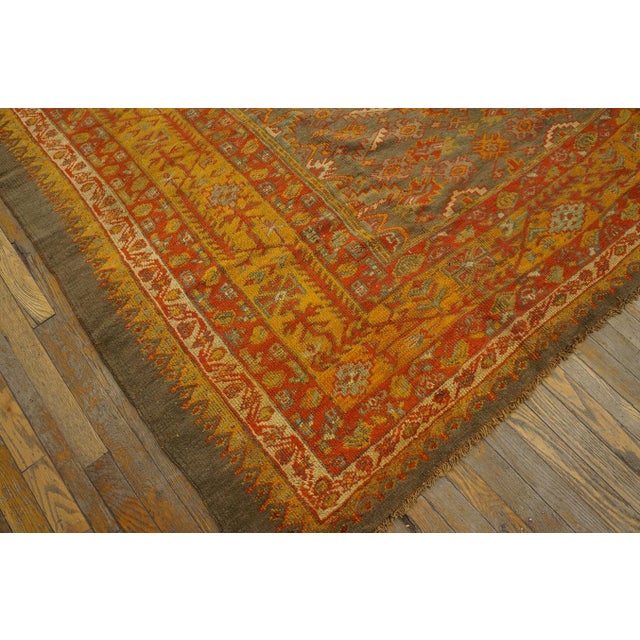 Pretty SkyBlue Color & Decorative Geometric Pattern Antique Turkish Oushak Rug For Sale - Image 10 of 11