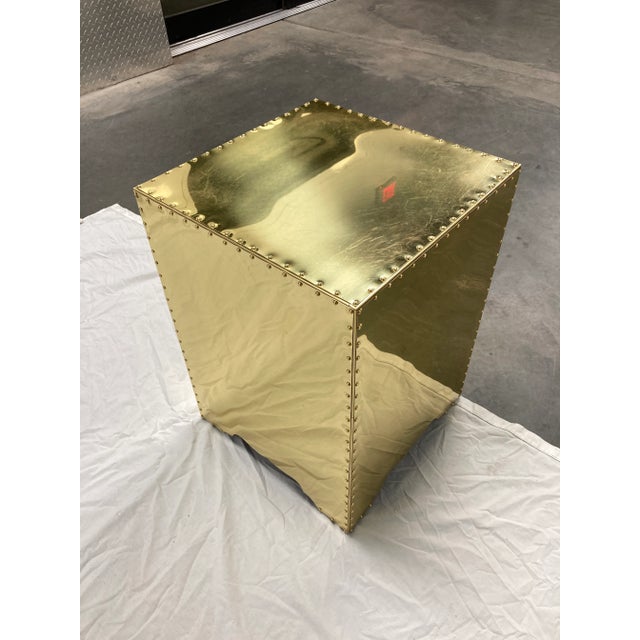 Brass Brass-Clad Campaign Style Nightstand From Sarreid Ltd. Spain For Sale - Image 8 of 13