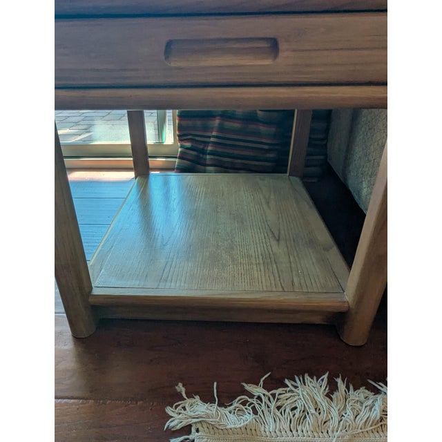 Mid-Century Modern 1980s Thomasville Light Oak - 2 End Tables - Living Room For Sale - Image 3 of 9
