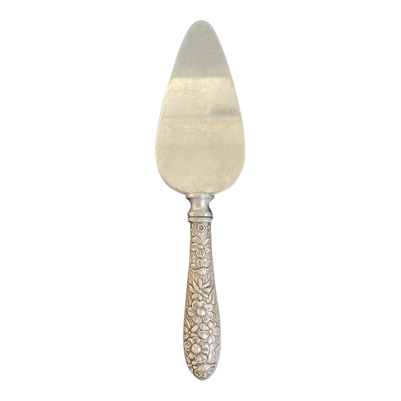 Antique Rose Repoussé Silver Cheese Server | Chairish