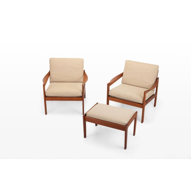 Niels Eilersen Easy Chairs and Ottoman by Illum Wikkelsø for Niels Eilersen, Denmark, 1960s, Set of 3 For Sale - Image 4 of 12